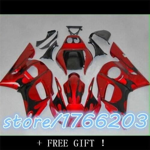 Fairing kit for YZFR6 98 99 00 01 02 YZF R6 1998 2000 2002 YZF600 RED black Fairings setBBF