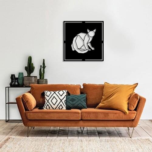 Cat Made of Geometric Pieces Wall Room Home Accessory Wooden Table 50x50cm