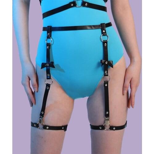 Leather Suspender Belt Women Garter Belt Bdsm Harness Bondage Stockings Belt Harajuku Goth Thigh Leg Harness Restraint Straps