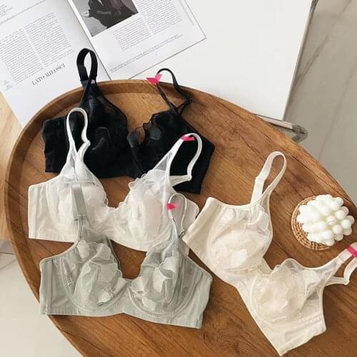 Wriufred Sexy lace crystal cup underwear comfortable breathable lingerie underpants thin adjustable bra panties set