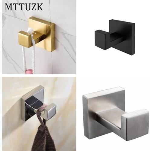 MTTUZK 304 Stainless Steel Brushed Gold Robe Hook Matt Black Bathroom Hooks Wall Mount Door Rear Hook For Cap,Coat,Clothes