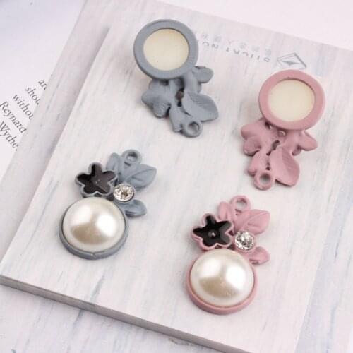 Spray Paint Pearl Flower Pendant 18*30mm Enamel Gold Korean Charms DIY Jewelry Accessories For Handmade Necklace Keychains