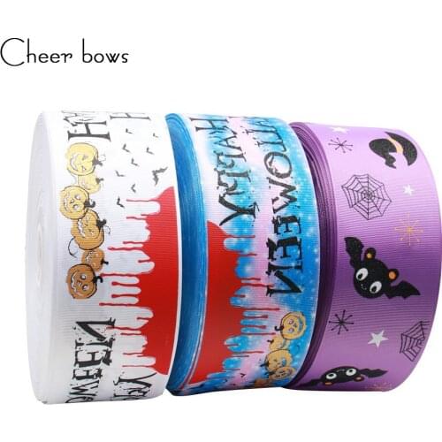 Cheer bow Halloween 75mm Grosgrain Ribbon Ribbon DIY Hairbow Clothes Material Gifts Packing Wrapping Wedding Party Ribbon 2y