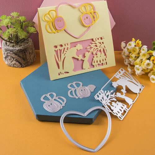 Metal cutting dies etched heart bee cut die mold decoration Scrapbook paper craft knife mould blade punch stencils dies