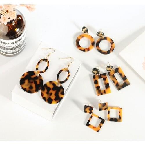 Trendy Earrings Jewelry Temperament Brown Acetate Geometry Korean Simple Earrings Fashion Women Dangle Earrings Gift