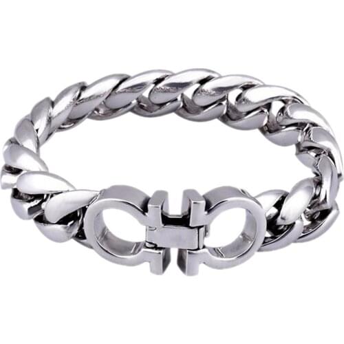 BOCAI New S925 Pure Silver Korean version of Thai silver men and women alphabet bracelets fashionable wild simple men bracelets