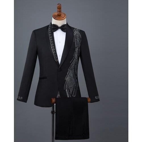 Men Sequin Suit Singers Bespoke Wedding Suits For Men Slim Fit Groom Mens Paillette Costume Male Formal Dress Slim Suit VDB855