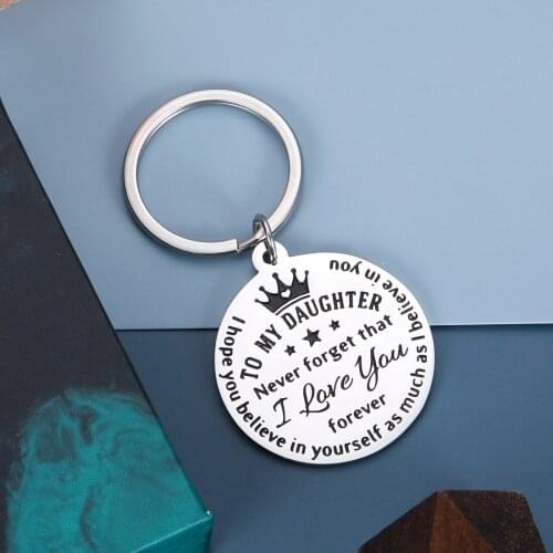To My Daughter Keychain Gifts from Mom Dad Women Girls Adoptive Step Daughter Birthdayncouragement Gifts to Girls Mothers Day