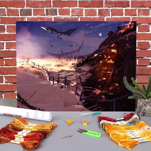 Scenery Escape Pre-Printed 11CT Cross-Stitch Embroidery Kit DMC Threads Sewing Knitting Hobby Handicraft For Adults Counted