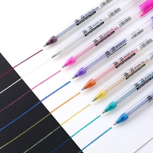 Flash gel pen set painting neutral color fluorescent pen, two color watercolor pen, vibrato the same paragraph. art supplies