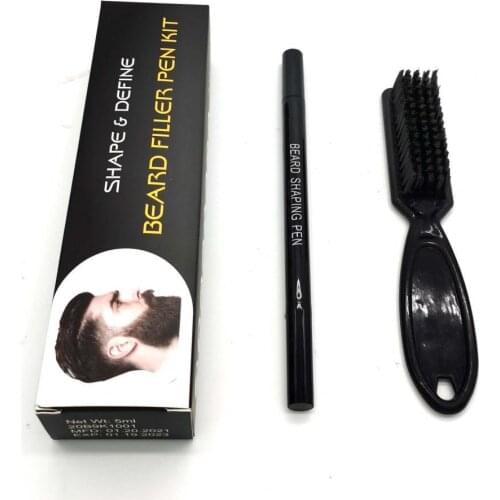 70% Hot Sale Beard Pen Tip Head Dual-End With Brush 4 Fork Waterproof Beard Filler Brush for Men