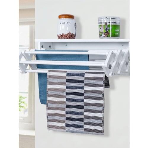 Costway Wall-Mounted Drying Rack Folding Clothes Towel laundry Room Storage Shelf White
