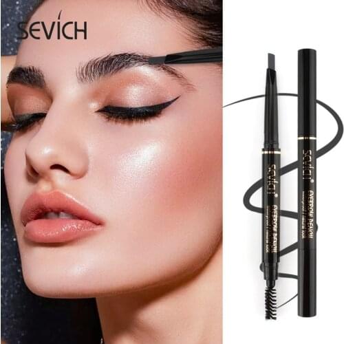 Sevich Natural Long Lasting Double-Headed Eyebrow Pen With Brush Eye Brow Tint Makeup Pencil Brown Black Grey Cosmetics