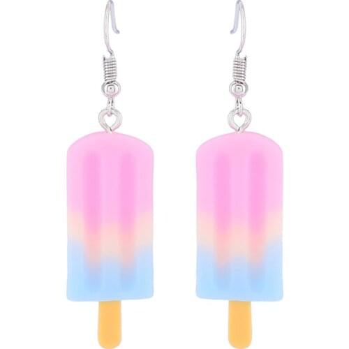 2021 Newest Funny Rainbow Ice Cream Drop Earrings For Women Flatback Resin Unusual Earrings Birthday Gift Girls Teens Jewelry