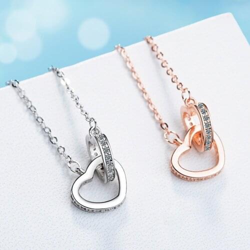 2020 new hot Japanese and Korean wild heart-shaped double round necklace jewelry