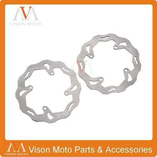 Front & Rear Wavy Brake Disc Rotor Set For Suzuki RMZ250 07-15 RMZ450 05-15 Supermoto Dirt Bike Off Road Motocross Racing