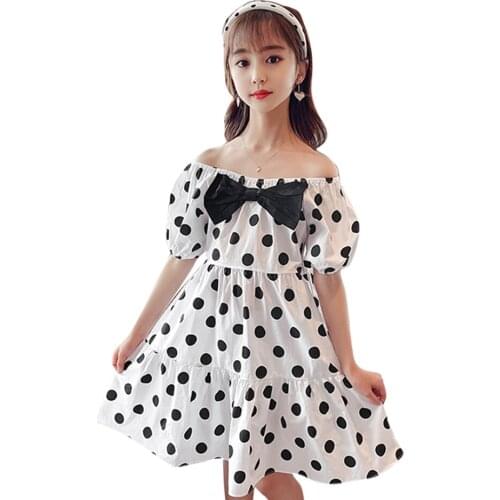 Dress Girl Big Bow Kids Party Dresses For Girls Dot Pattern Dress For Children Summer Childrens Clothing