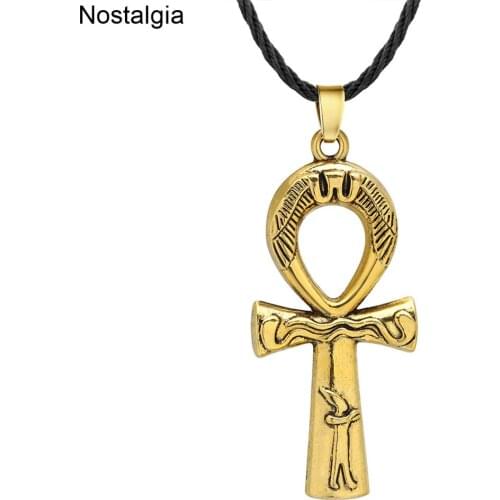 Nostalgia Ankh Cross Charm Egyptian Jewelry Egypt Pendant Amulet Bronze Necklace Women Men Jewelery