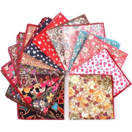New Pocket Square For Men Women Floral Chest Towel Hanky Gentlemen Hankies Mens Suits Handkerchief Print Pocket Towel
