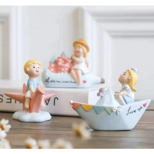 Desktop Furnishing Articles Personality Creative Home Decor American Girl Heart Room Resin Boat Exquisite Small Gift Lovely