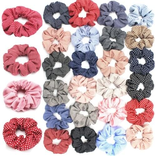 Summer Pleated Scrunchie Polka Dot Elastic Hair Bands Ponytail Hair Ties For Women Fashion Headbands Girls Hair Accessories