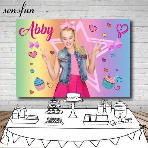 Sensfun Pink Star Cupcake Bow Heart Birthday Party Backdrop Jojo Siwa Celebration Photograph Backgrounds Customized 7x5ft Vinyl