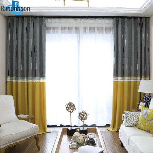 Modern Striped Stitching Curtains For Living Room Thickened Gray Curtians For Bedroom Window Screens
