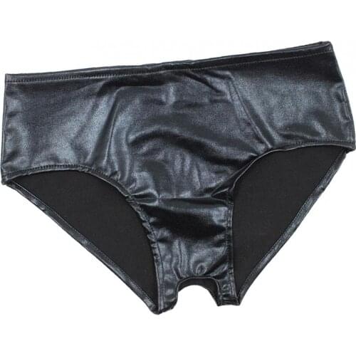 Womens PU Leather Open Crotch Panties Knickers Briefs Hot Pants Underwear Lingerie Shorts Bikini Clubwear