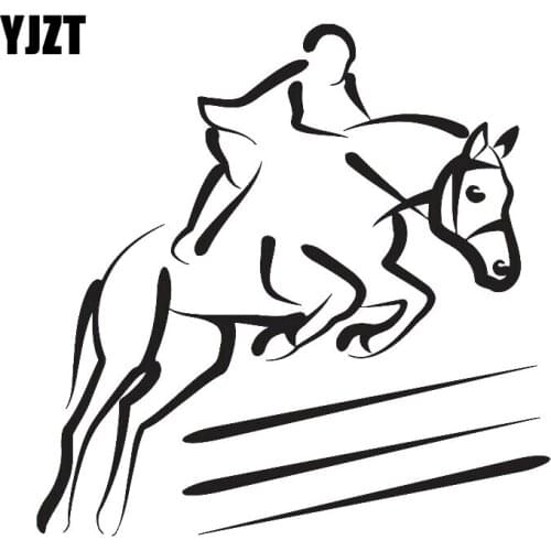 YJZT 15.7CM*15.6CM Horse Racing Vinyl Stickers Decals Motorcycle Decor Black/Silver C31-0220