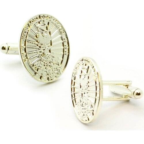 Custom hard enamel cufflink,silver plated, no color filled