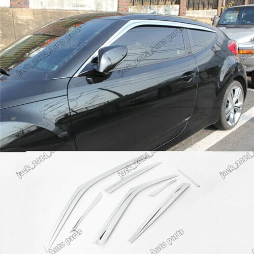 ABS Chrome Smoke Rain Wind Window Guard Visor Fit for 2011 2012 2013 2014 2015 2016 2017 Hyundai Veloster
