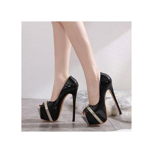 Women shoes 2020 spring and autumn new16CM fish mouth super high heel shoes sweet Sexy waterproof platform fine heel Large size