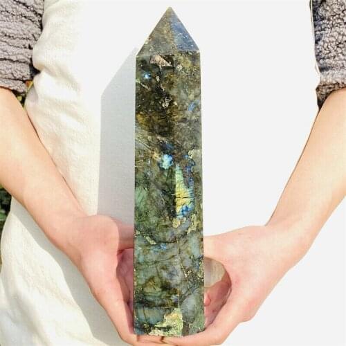 1790g Natural Beautiful Labradorite Quartz Crystal Obelisk Wand Healing Stone