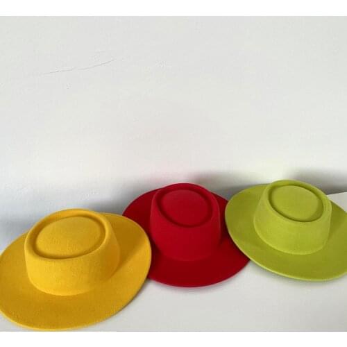 202104- SY-8124A new autumn color wool solid leisure lady fedoras cap men women panama jazz hat