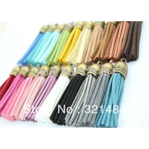 5.5cm Antique bronze cap 200piece Suede Leather Tassel Fringe Charms DIY accessories