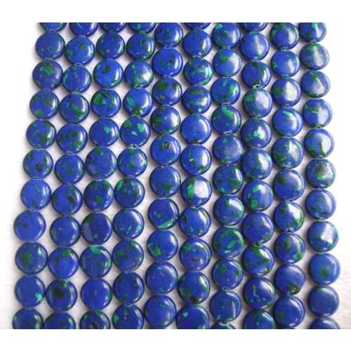 Azurite Malachite Flat Coin/Round Loose Beads For Jewelry Making DIY Bracelet Necklace Earrings