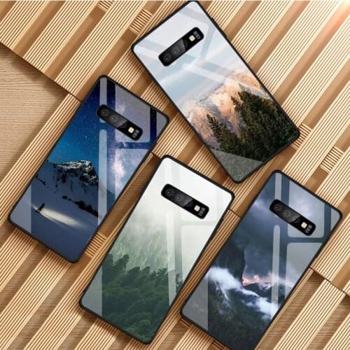 Mountain Forest Clouds Tempered Glass Phone Case For Samsung Galaxy S8 S9 S10 S20 PLUS J8 J6 J4 2018 NOTE 8 9 10 Cover Shell