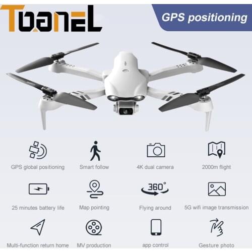 2021 New RC Helicopter Distance 2000m F10 Drone GPS 4K HD Dual Camera 5G WiFi Wide-Angle Live Video FPV Quadrotor Flight 25 Mins