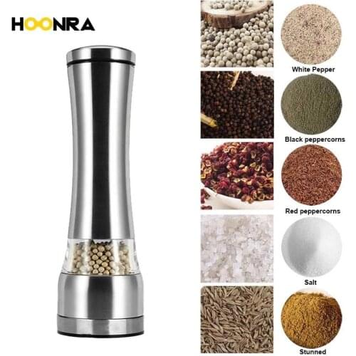 HOONRA Manual Salt And Pepper Shakers Pepper Grinder Stainless Steel Herb Mill Grinder Portable Kitchen Mill Tools