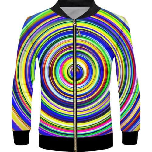 IFPD EU Size Mens Casual Zipper Jackets 3D Print Abstract Color Swirl Dizzy Long Sleeves Coats Man Plus Size Tracksuits Jacket