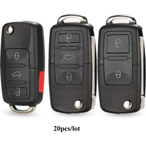 Jingyuqin 20pcs/lot Flip Car Remote Flip Key Shell Case Fob For Vw Jetta Golf Passat Beetle Polo Bora MK4 Seat Altea Skoda