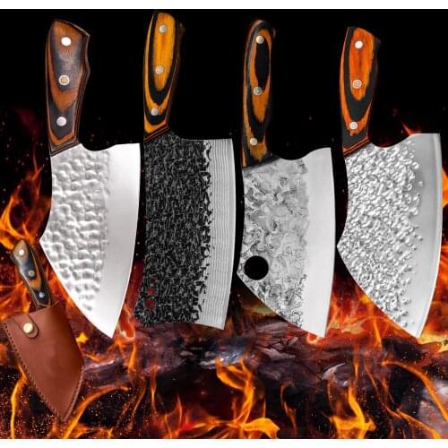 Forged Kitchen Knife Chinese Traditional Hand 5Cr15 Stainless Steel Cooking Knives Durable Sharp Meat Cleaver Slicing Butcher