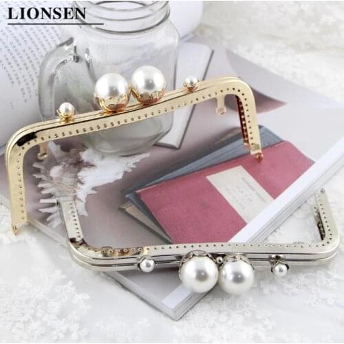 Lionsen lovely 20CM Lotus flower head Kiss Clasp Silver ,golden tone DIY Handmade square Metal purse frame handle bag