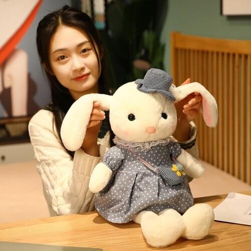 35cm Lovely Rabbits Plush Toys Stuffed Cute Doll with Skirt&hat&Bag Soft Animals Pillow for Kids Girls Birthday Christmas Gift