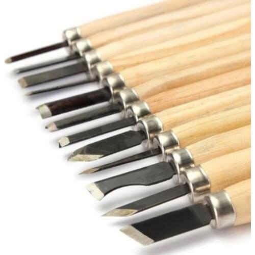 12pcs Professional Wood Carving Chisel Knife Hand Tool Set For Basic Detailed Carving Woodworkers Gouges