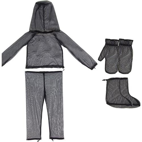 Outdoor Bug Suit Mosquito Repel Jacket Mesh Hooded Suits Fishing Hunting Camping Insect Protective Mesh Shirt Gloves Shoe Cover