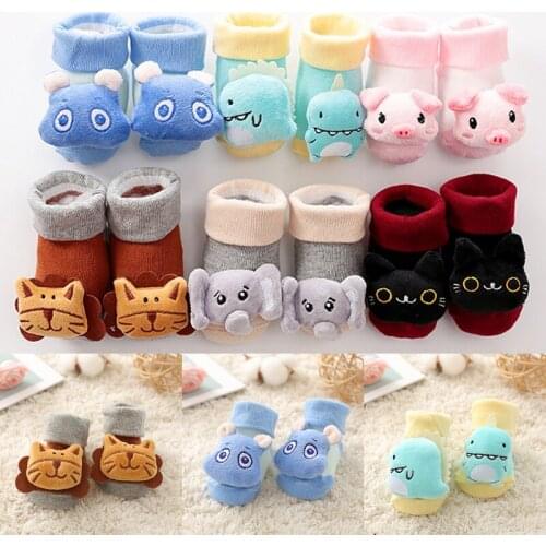Socks Cartoon Autumn Soft Baby Newborn Cotton Socks Anti-Slip Warm Boots Cute Rattle Infant Baby Girl Socks Baby Clothes