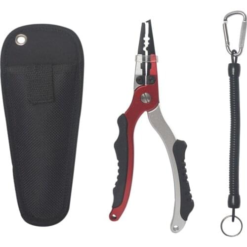 New arrivel aluminium fishing plier cutting pliers with rubber grip handle 18.6cm 150g