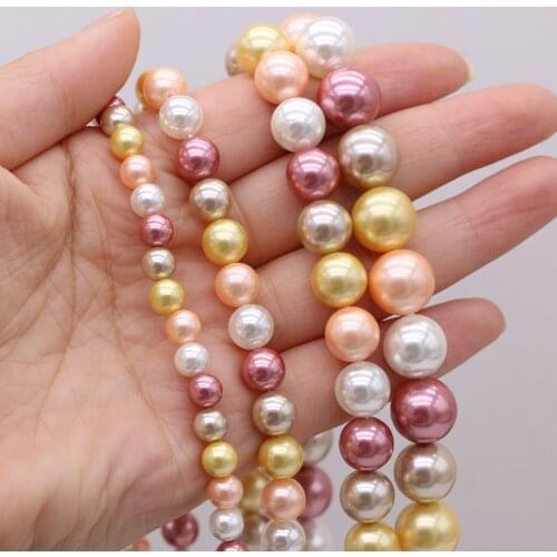 New Style Section Shell Bead Mix-Color Round Loose Beads Charms For Jewelry Making DIY Necklace Bracelet Earrings Ring Accessory