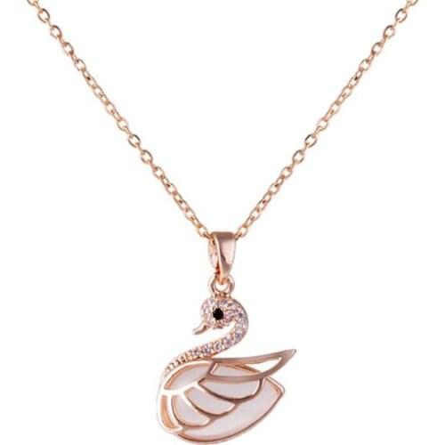 Stainless Steel Minimalism Delicate Animal Rose Gold Swan Pendant Necklace Jewelry Gift For Him with Chain